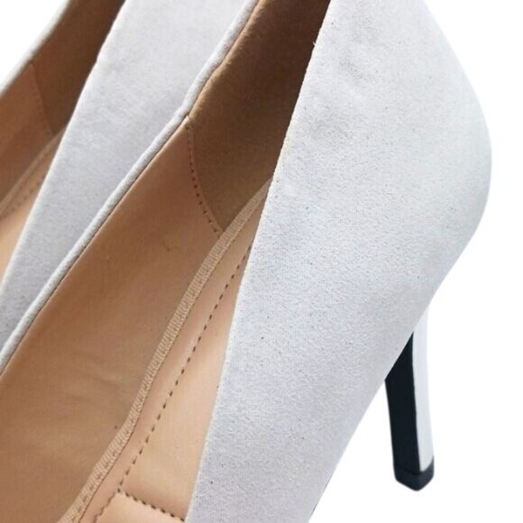 NEW Adrienne Vittadini Nena White/Black/Silver Studded Colorblock 3.5" Heels 8 - Picture 4 of 10